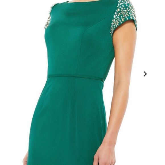 Irene for Mac Duggal 55718 Jeweled Sleeve Dress in Emerald Green NWOT Size 16 - Picture 3 of 7